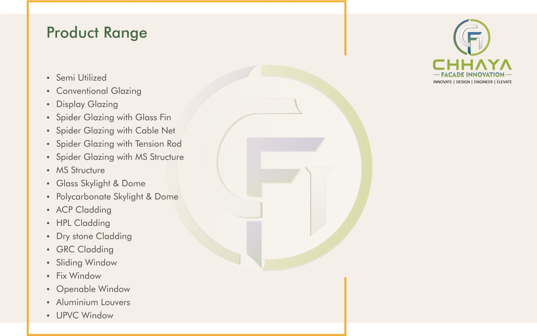 Chhaya Facade Innovation product range